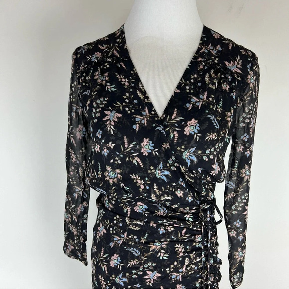 Veronica Beard Merrill Drawstring Silk Long Sleeve Midi Dress Black Size 0 - Picture 8 of 13